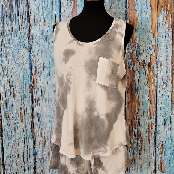 white Birch Tie Dye Tank Short Lounge Set - Picture 4 of 8